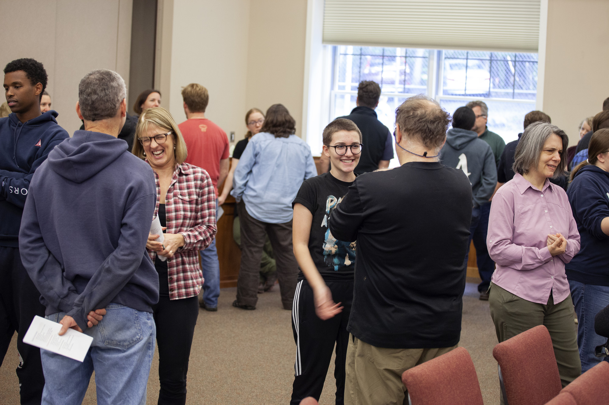 Jes Stoltzfus Buller, Peace Education Coordinator for MCC U.S., leads skills-building activities focused on healthy dialogue with North Baltimore Mennonite Church members during their Fall 2018 retrea