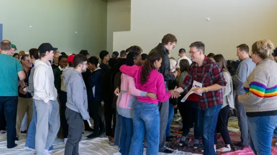 A large group of people indoors