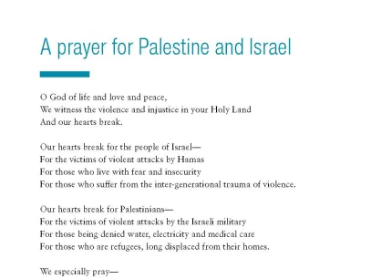 A prayer for Palestine and Israel