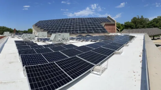 Solar panels on roof of church